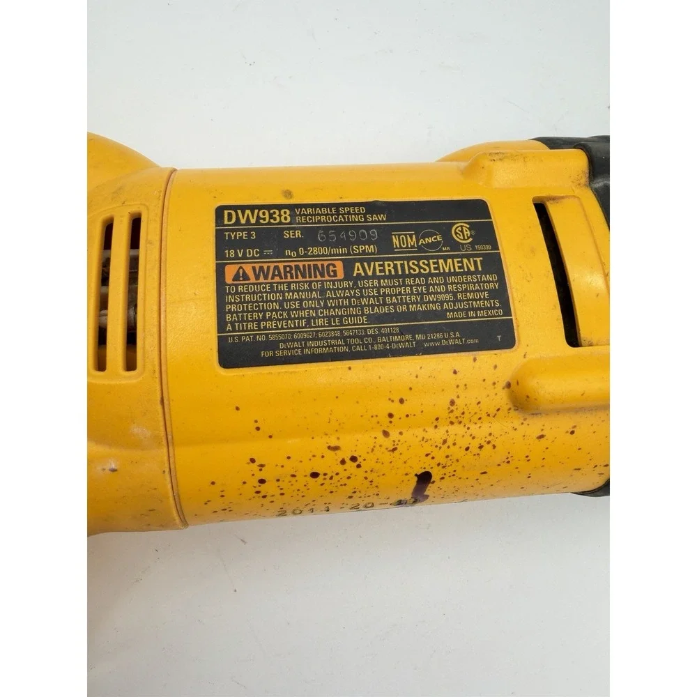 DEWALT DW938 18V Cordless Reciprocating Saw + DC9096 18v XRP Battery SEE VIDEO!
